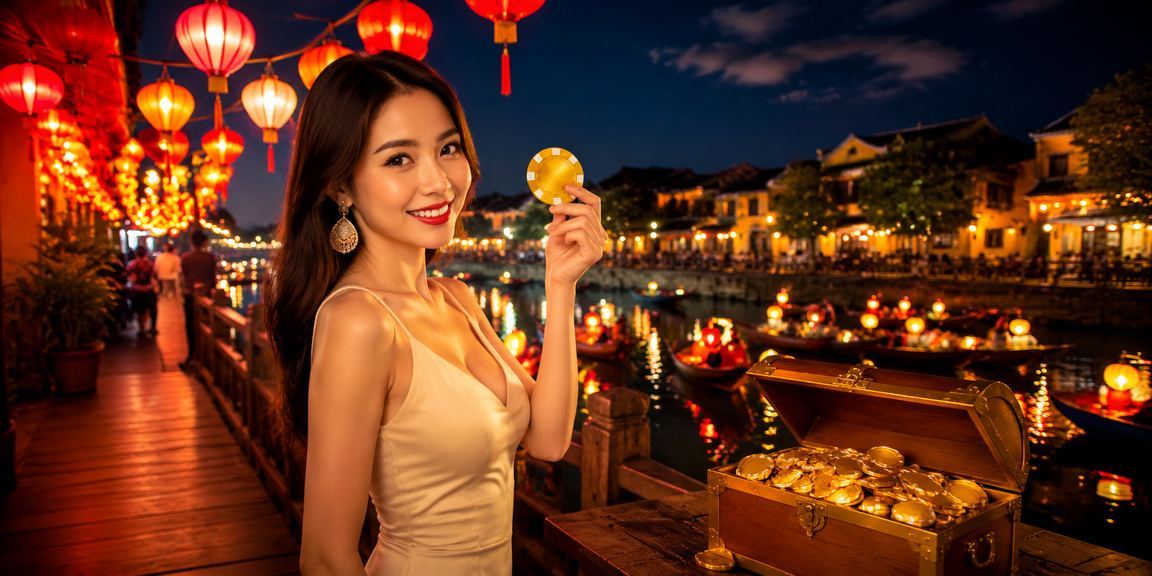 Người dùng xem kèo bóng đá và đặt cược tại khu phố cổ Hội An về đêm