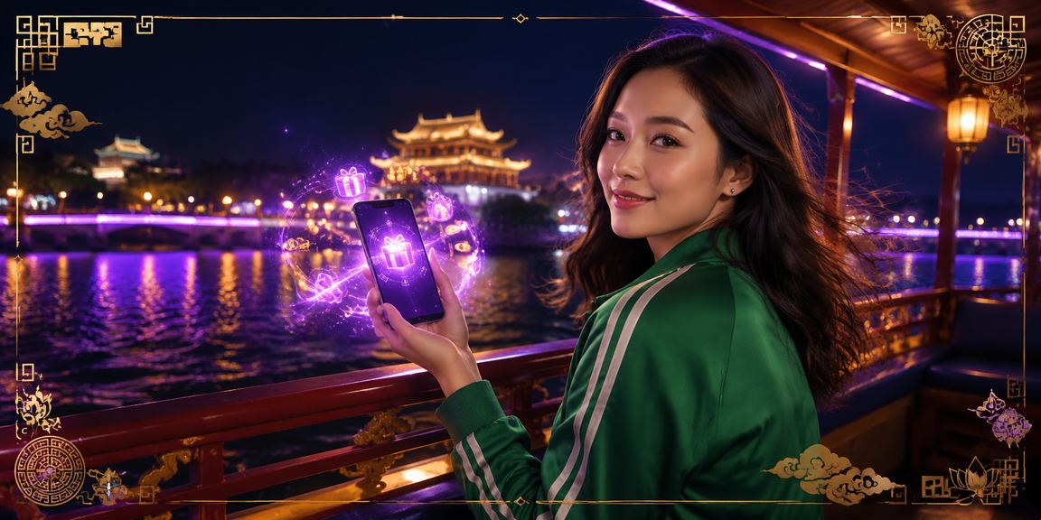 Khung cảnh đêm Huế với ánh đèn neon, người dùng hoàn tất đăng ký và nhận thưởng trên az24h