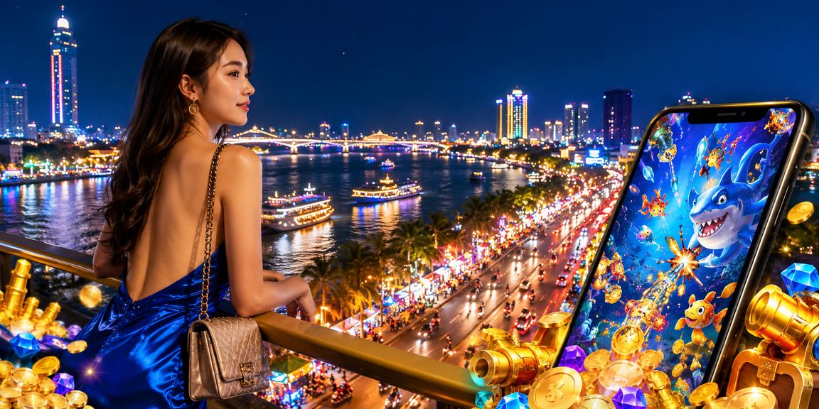 Cảnh đêm neon vùng Mekong, người chơi nghiên cứu tỷ lệ kèo trên màn hình điện thoại